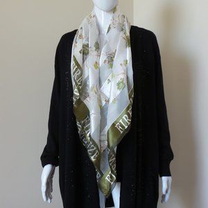 Italian Yellow Green Floral Scarf